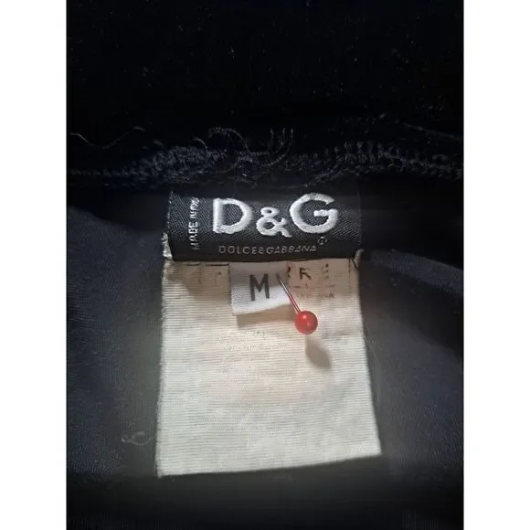 Dolce & Gabbana D&G Sweatpants Women Size Medium‎ Black Velour Rhinestones Y2K
